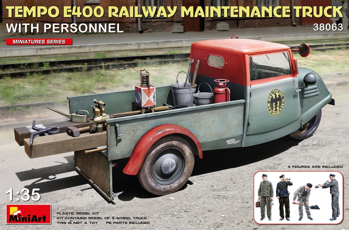 Zdjęcie główne produktu Tempo E400 Railway Maintenance Truck With Personnel 1:35 MiniArt 38063