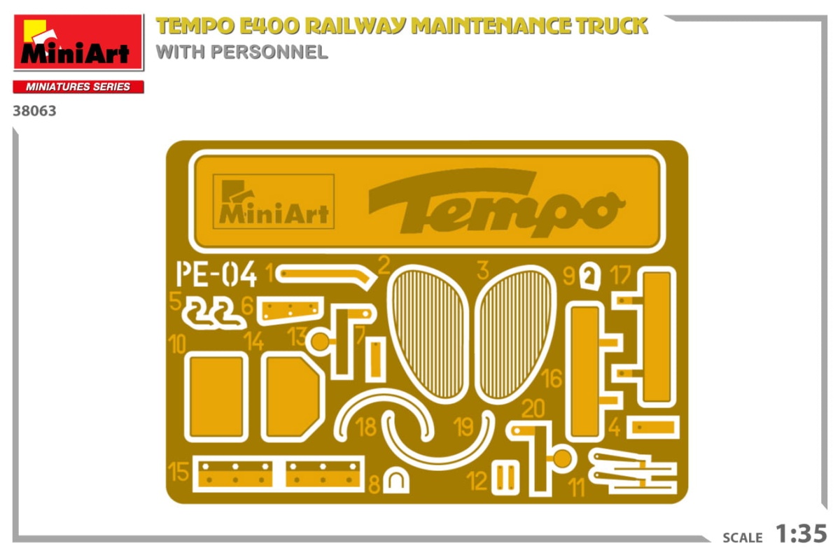 Zdjęcie dodatkowe produktu Tempo E400 Railway Maintenance Truck With Personnel 1:35 MiniArt 38063