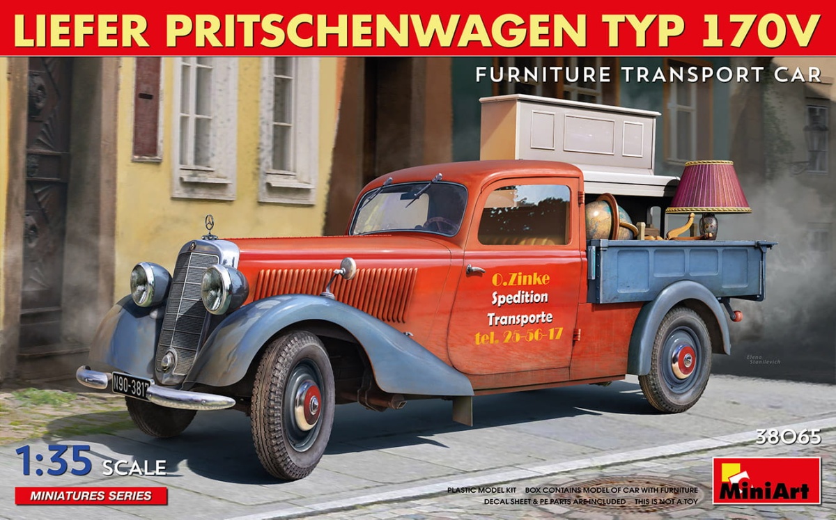 Zdjęcie główne produktu Liefer Pritschenwagen Typ 170v. Furniture Transport Car 1:35 MiniArt 38065