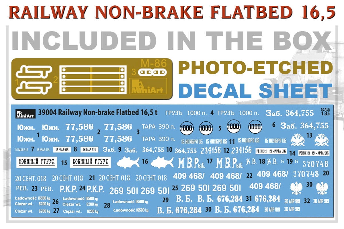 Zdjęcie dodatkowe produktu Railway Non-brake Flatbed 16,5 T 1:35 MiniArt 39004