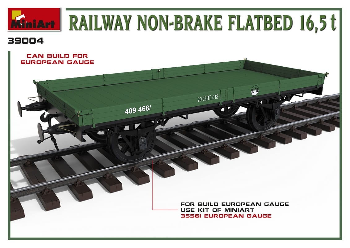 Zdjęcie dodatkowe produktu Railway Non-brake Flatbed 16,5 T 1:35 MiniArt 39004