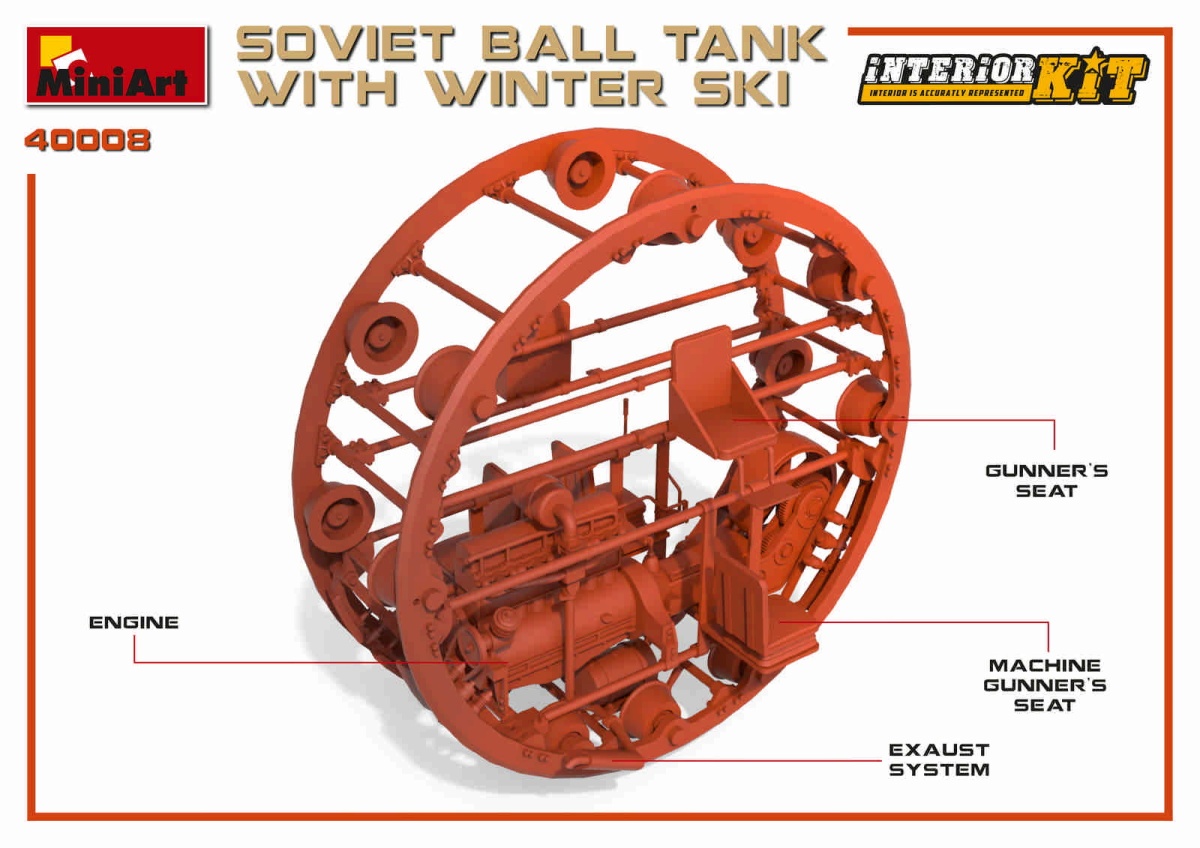 Zdjęcie dodatkowe produktu Soviet Ball Tank W/ Winter Ski. Interior Kit 1:35 MiniArt 40008