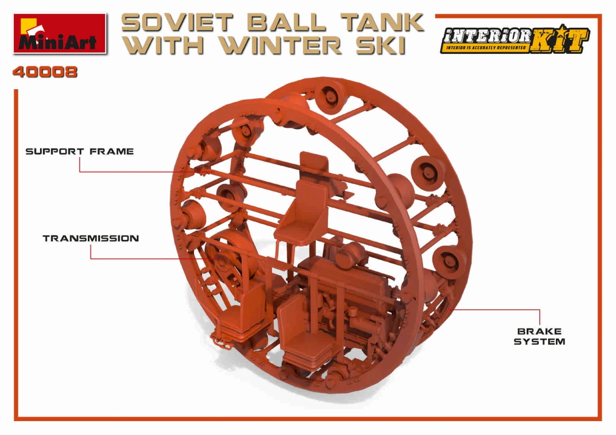 Zdjęcie dodatkowe produktu Soviet Ball Tank W/ Winter Ski. Interior Kit 1:35 MiniArt 40008
