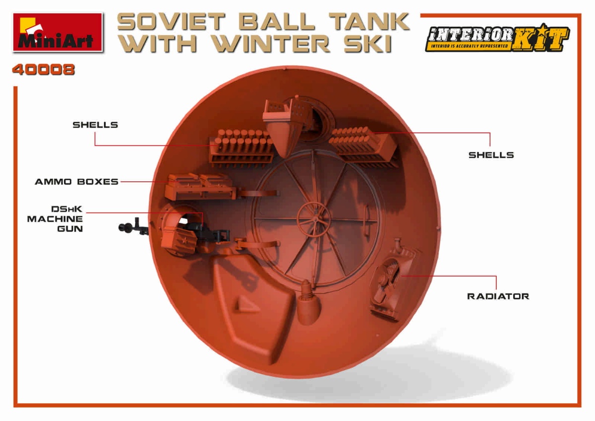 Zdjęcie dodatkowe produktu Soviet Ball Tank W/ Winter Ski. Interior Kit 1:35 MiniArt 40008