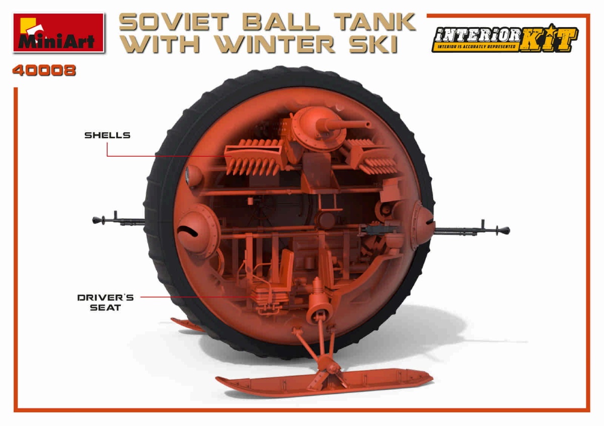 Zdjęcie dodatkowe produktu Soviet Ball Tank W/ Winter Ski. Interior Kit 1:35 MiniArt 40008