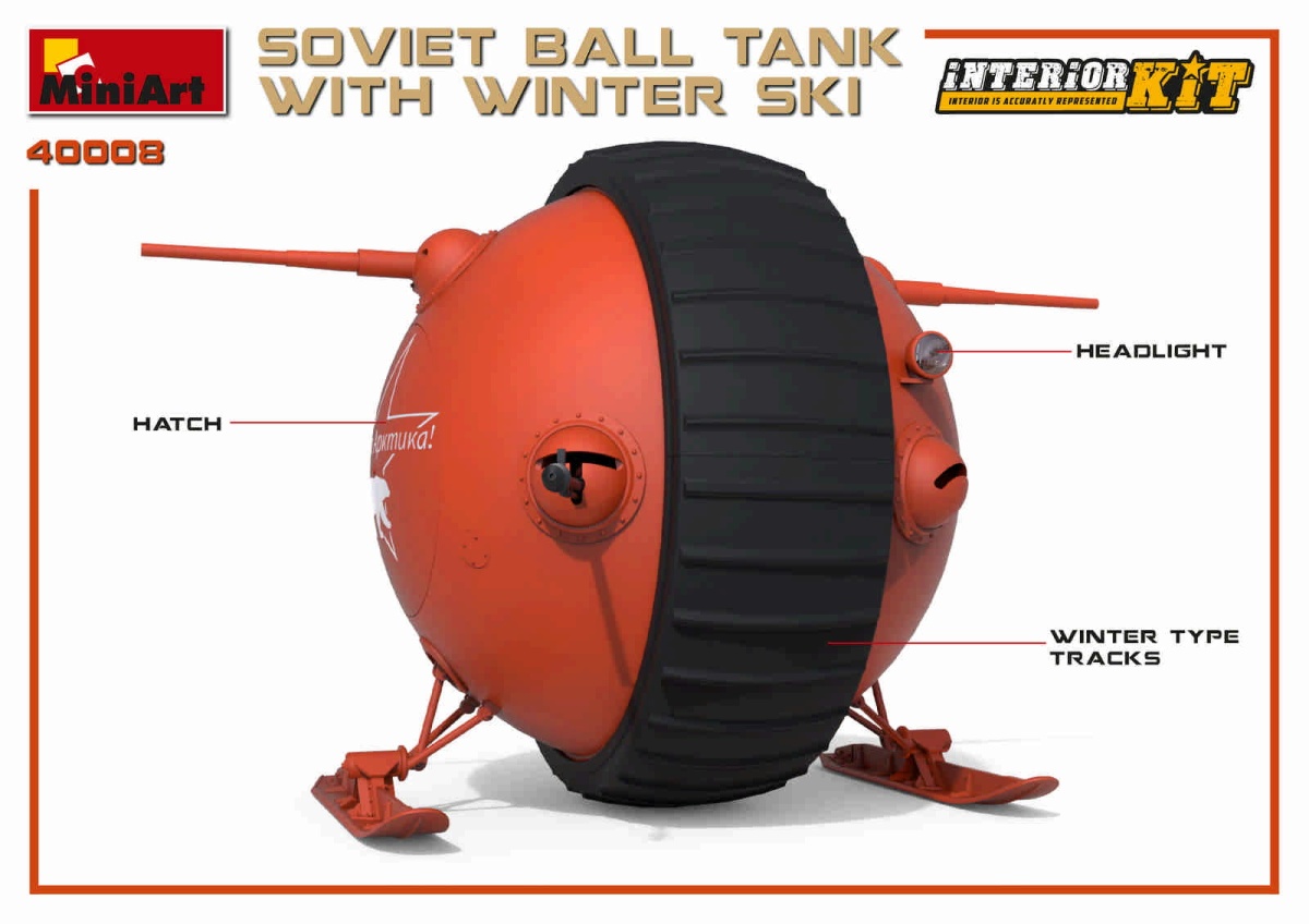 Zdjęcie dodatkowe produktu Soviet Ball Tank W/ Winter Ski. Interior Kit 1:35 MiniArt 40008