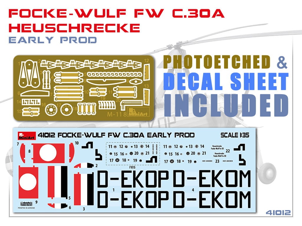 Zdjęcie dodatkowe produktu Focke-wulf Fw C.30a Heuschrecke. Early Prod 1:35 MiniArt 41012