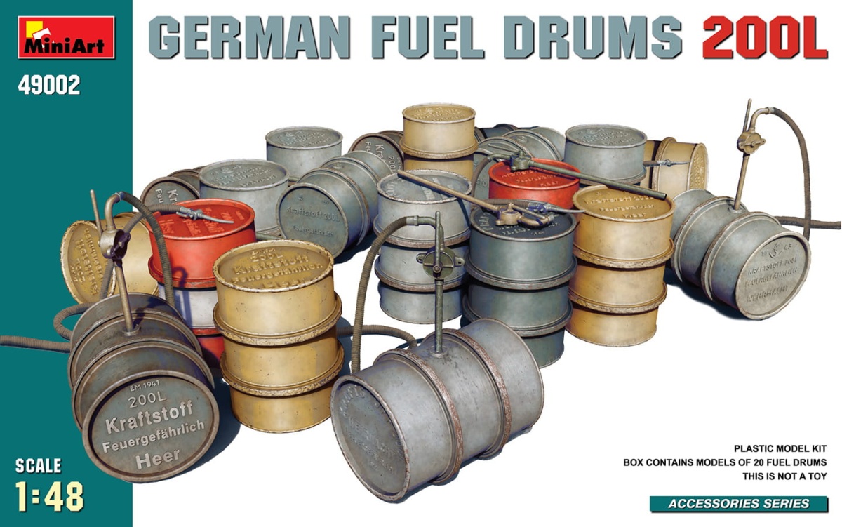 Zdjęcie główne produktu German Fuel Drums 200l 1:48 MiniArt 49002