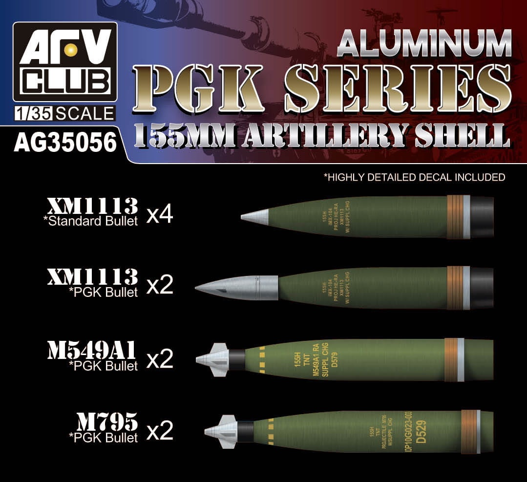 Zdjęcie główne produktu New Aluminum 155mm artillery shell PGK series 1:35 AFV Club AG35056