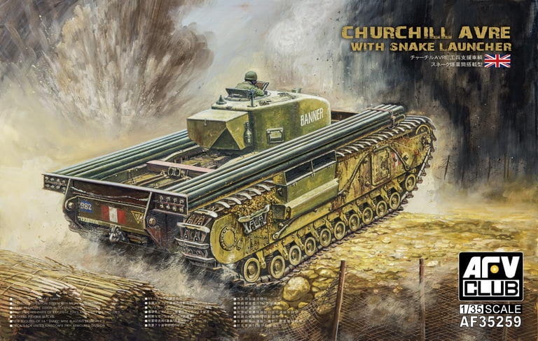 Zdjęcie główne produktu Churchill AVRE with Snake Launcher 1:35 AFV Club 35259