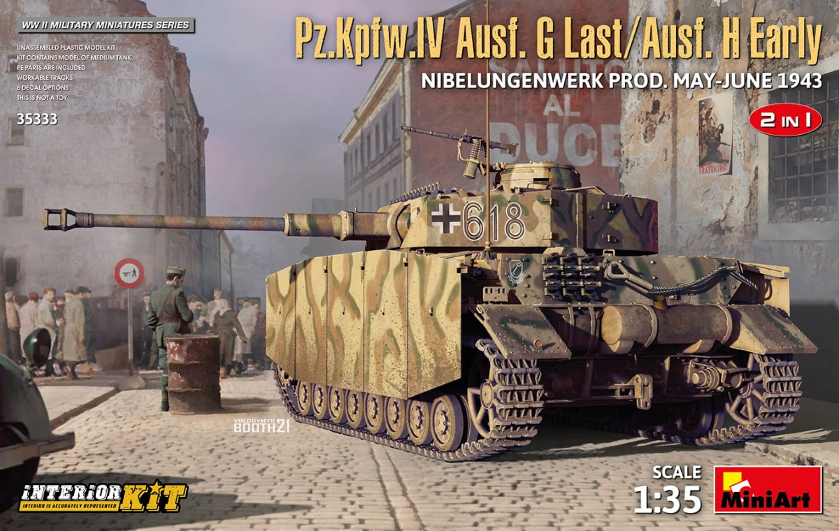 Zdjęcie główne produktu Pz.kpfw.IV Ausf. G Last/ausf. H Early. Nibelungenwerk Prod. May-june 1943. 2 In 1 Interior Kit 1:35 MiniArt 35333