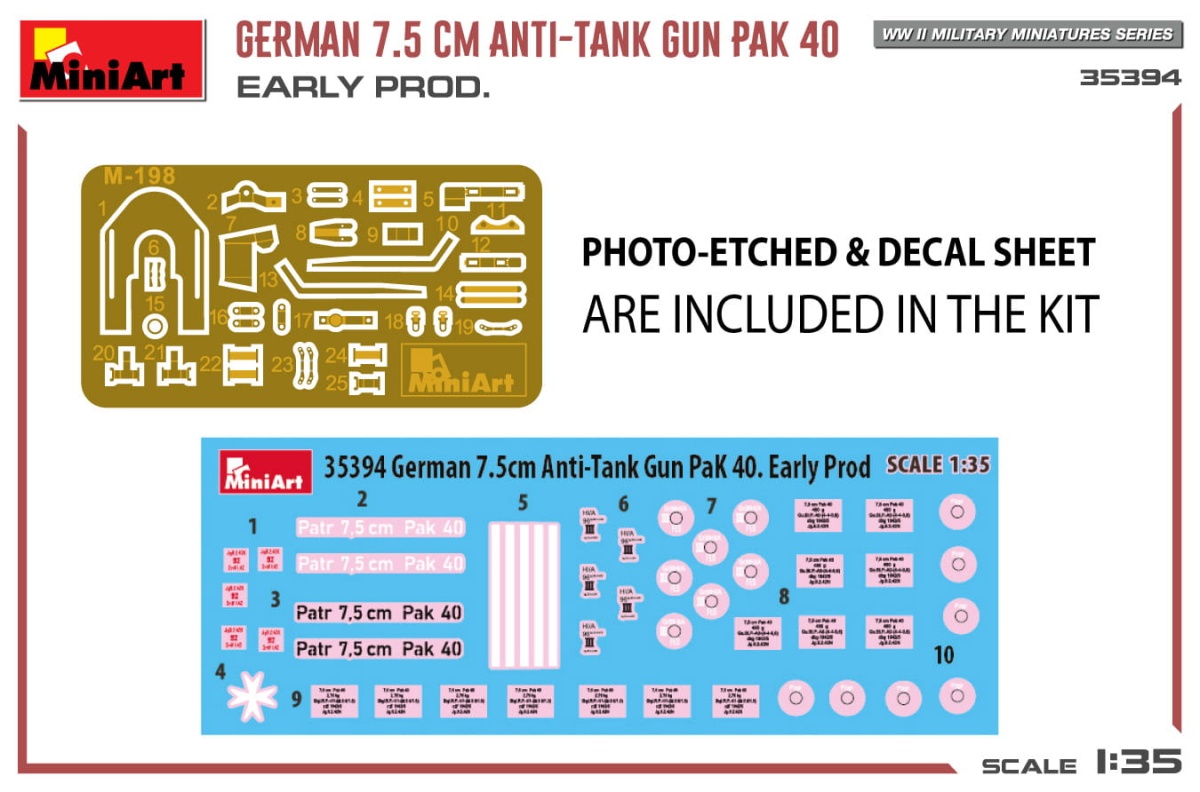 Zdjęcie dodatkowe produktu German 7.5cm Anti-tank Gun Pak 40. Early Prod 1:35 MiniArt 35394