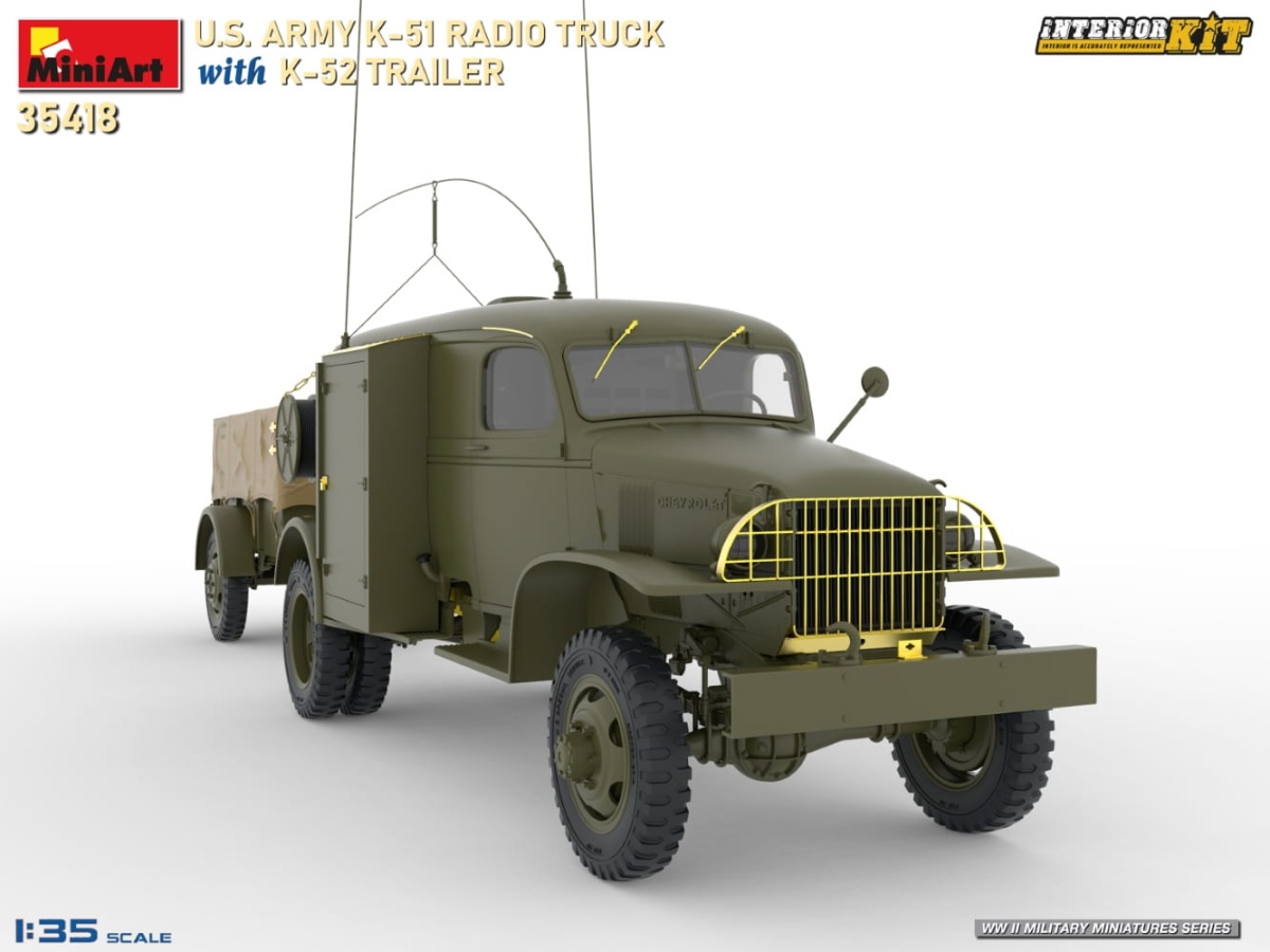Zdjęcie dodatkowe produktu US Army K-51 Radio Truck With K-52 Trailer. Interior Kit 1:35 MiniArt 35418