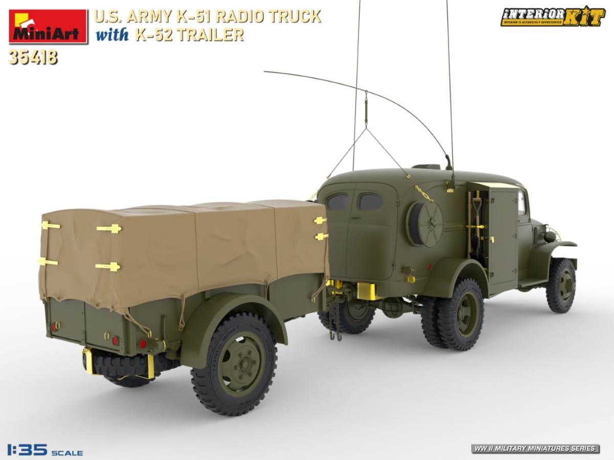 Zdjęcie dodatkowe produktu US Army K-51 Radio Truck With K-52 Trailer. Interior Kit 1:35 MiniArt 35418
