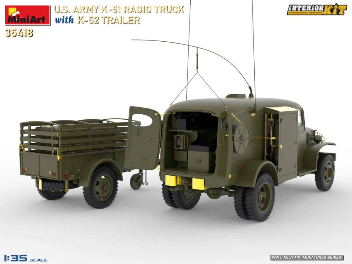 Zdjęcie dodatkowe produktu US Army K-51 Radio Truck With K-52 Trailer. Interior Kit 1:35 MiniArt 35418