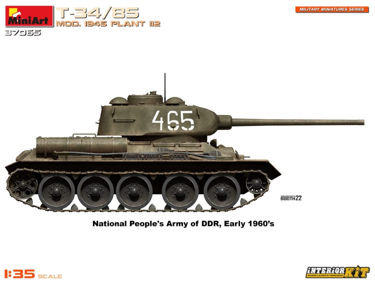 Zdjęcie dodatkowe produktu T-34/85 Mod. 1945. Plant 112. with Interior Kit 1:35 MiniArt 37065