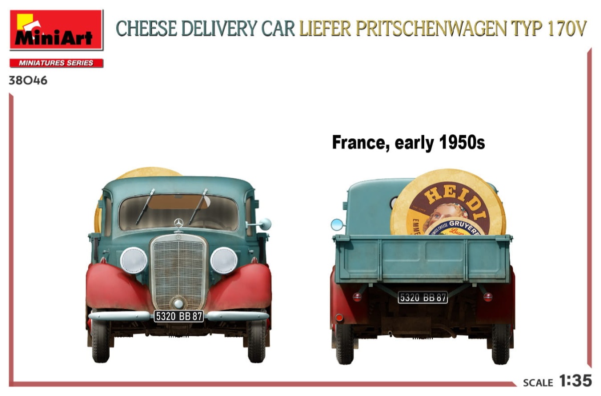 Zdjęcie dodatkowe produktu Cheese Delivery Car Liefer Pritschenwagen Typ 170v 1:35 MiniArt 38046