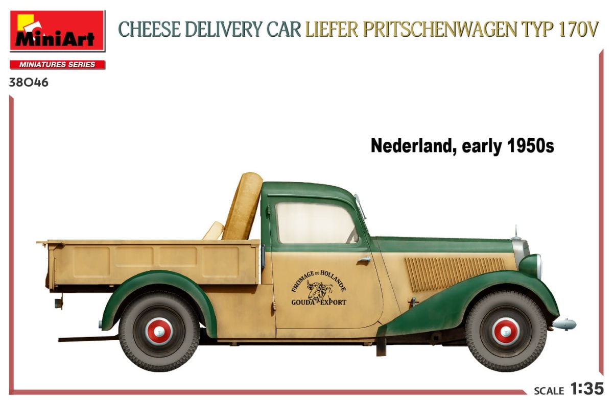 Zdjęcie dodatkowe produktu Cheese Delivery Car Liefer Pritschenwagen Typ 170v 1:35 MiniArt 38046