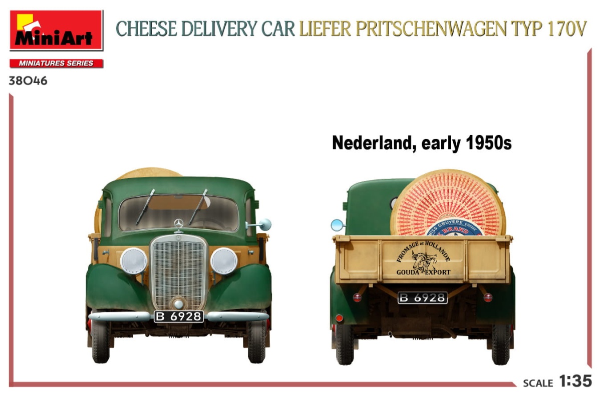 Zdjęcie dodatkowe produktu Cheese Delivery Car Liefer Pritschenwagen Typ 170v 1:35 MiniArt 38046