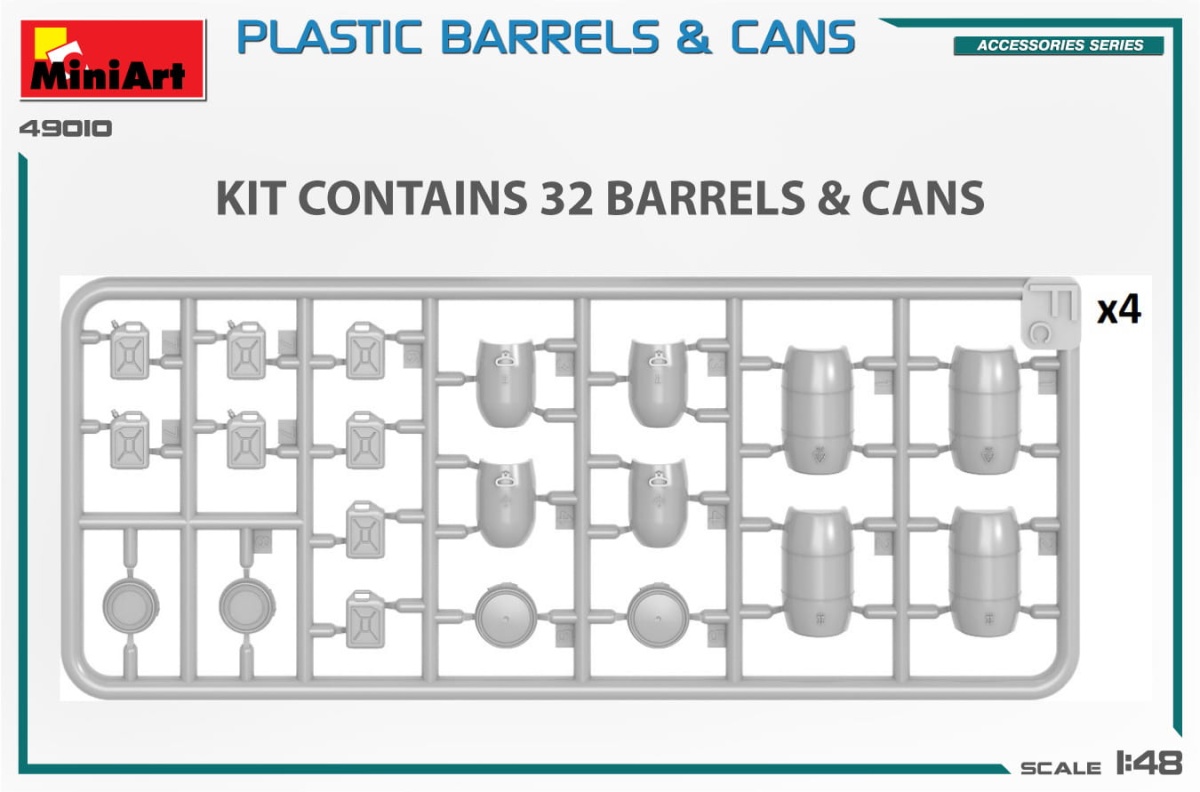 Zdjęcie dodatkowe produktu Plastic Barrels and Cans 1:48 MiniArt 49010