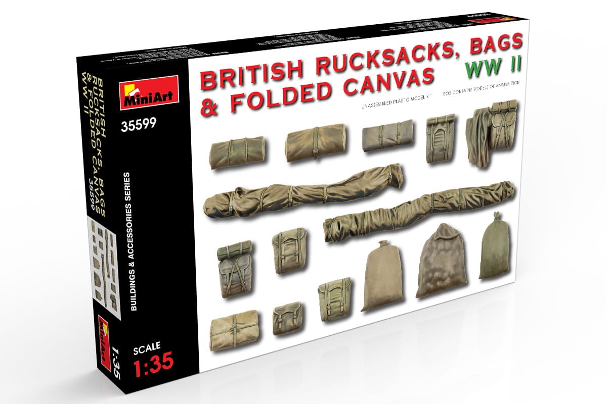 Zdjęcie dodatkowe produktu British Rucksacks, Bags and Folded Canvas 1:35 MiniArt 35599