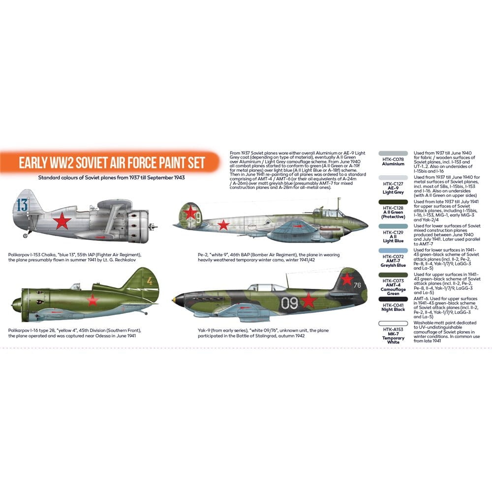 Zdjęcie dodatkowe produktu Hataka CS33 Early WW2 Soviet Air Force paint set 17ml