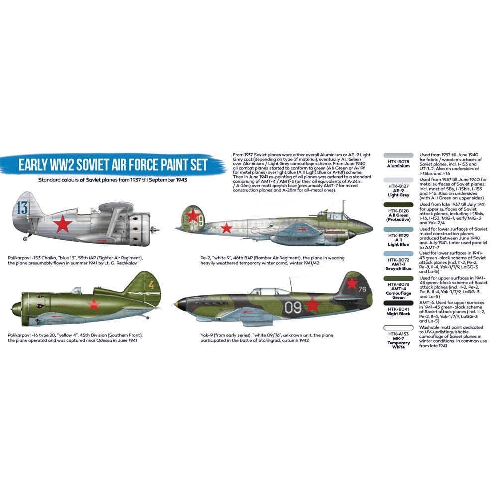 Zdjęcie dodatkowe produktu Hataka BS33 Early WW2 Soviet Air Force Paint Set 17ml