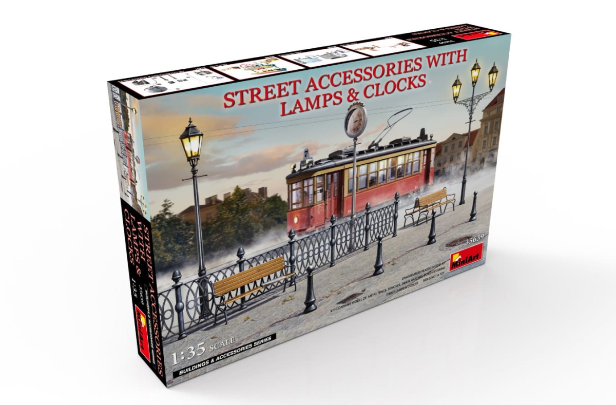 Zdjęcie dodatkowe produktu Street Accessories With Lamps and Clocks 1:35 MiniArt 35639