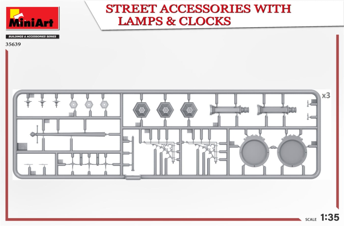 Zdjęcie dodatkowe produktu Street Accessories With Lamps and Clocks 1:35 MiniArt 35639