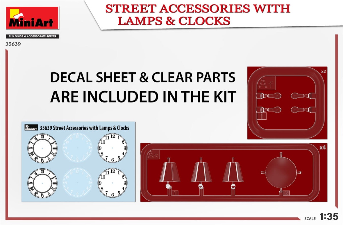 Zdjęcie dodatkowe produktu Street Accessories With Lamps and Clocks 1:35 MiniArt 35639