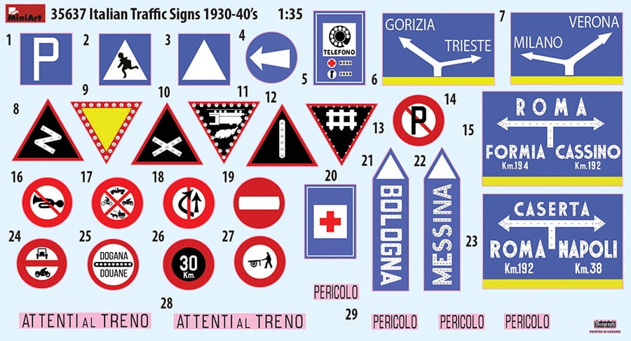 Zdjęcie dodatkowe produktu Italian Traffic Signs 1930-40s 1:35 MiniArt 35637