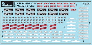 Zdjęcie dodatkowe produktu Milk Bottles and Wooden Crates 1:35 MiniArt 35573