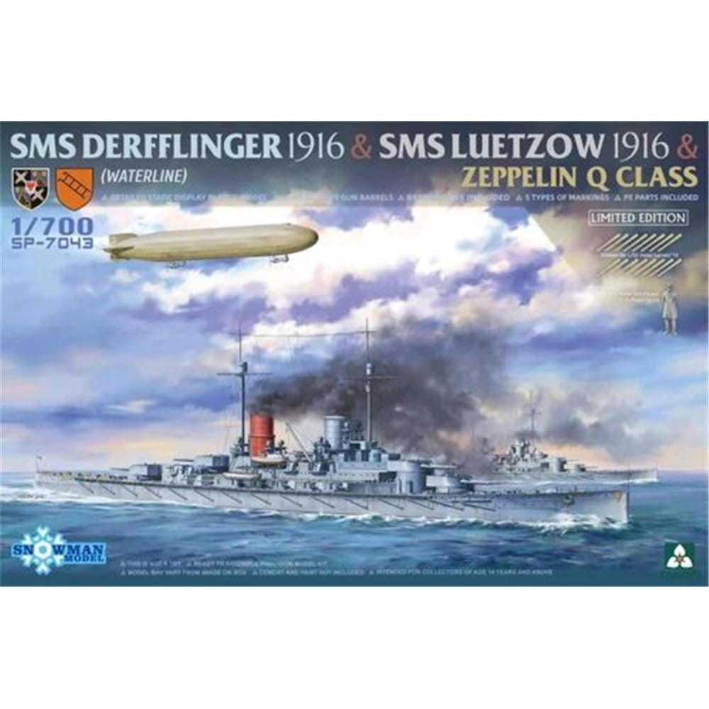 Zdjęcie główne produktu SMS Derfflinger 1916, SMS Lutzow 1916, Zeppelin Q-class 1:700 Takom SP-7043