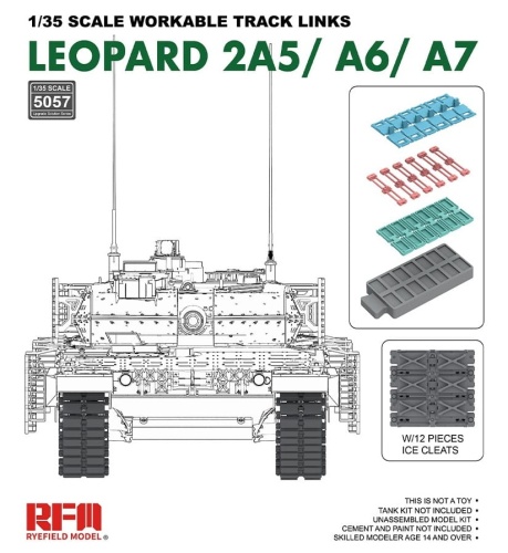 Workable Track Links for Leopard 2A5/A6/A7 1:35 Rye Field Model 5057