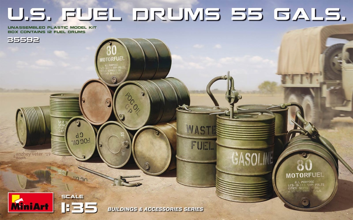 Zdjęcie główne produktu US Fuel Drums 55 gals. 1:35 MiniArt 35592