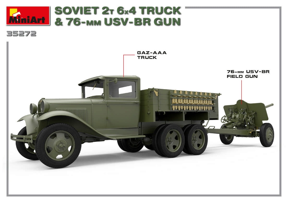 Zdjęcie dodatkowe produktu Soviet 2T 6x4 Truck and 76mm USV-BR Gun 1:35 MiniArt 35272