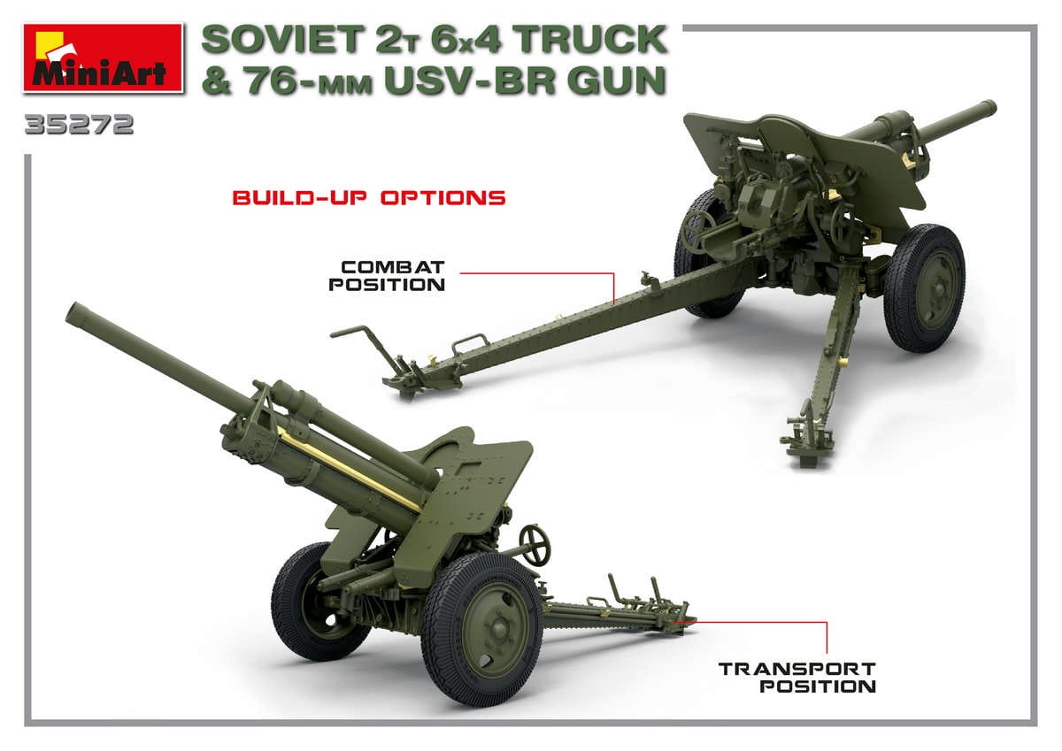 Zdjęcie dodatkowe produktu Soviet 2T 6x4 Truck and 76mm USV-BR Gun 1:35 MiniArt 35272
