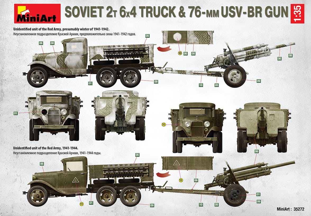 Zdjęcie dodatkowe produktu Soviet 2T 6x4 Truck and 76mm USV-BR Gun 1:35 MiniArt 35272