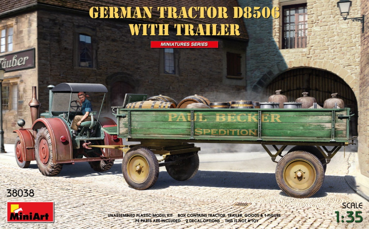 Zdjęcie główne produktu German Tractor D8506 with trailer 1:35 MiniArt 38038
