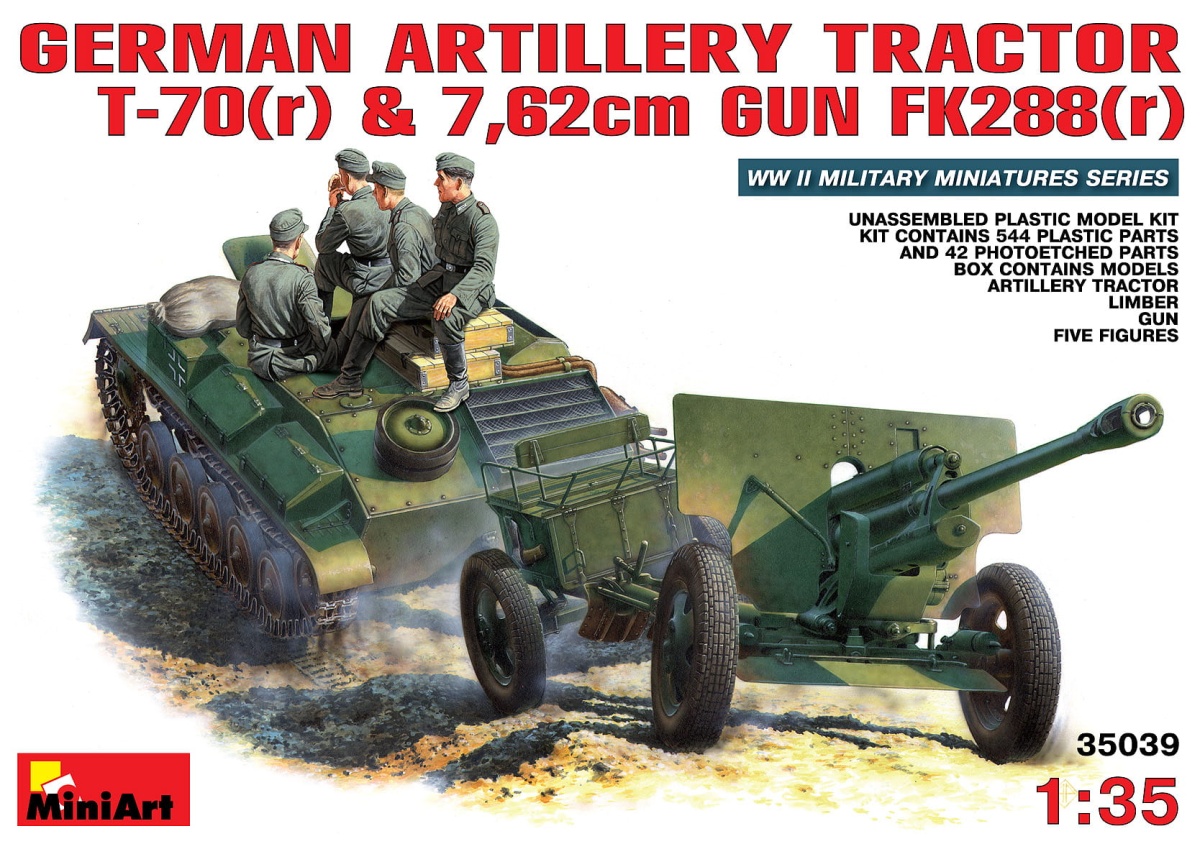 Zdjęcie główne produktu German artillery tractor T-70(r) and 7,62cm FK 288(r) 1:35 MiniArt 35039