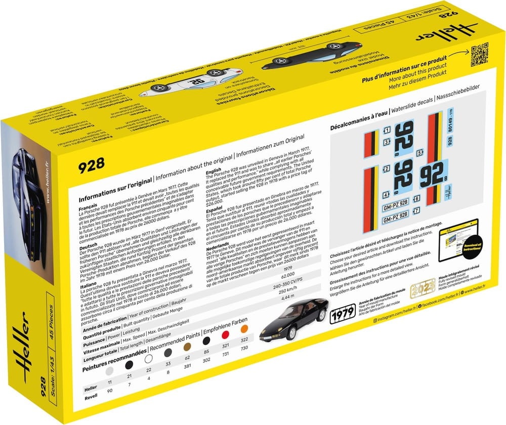 Zdjęcie dodatkowe produktu Porsche 928 STARTER KIT 1:43 Heller 56149