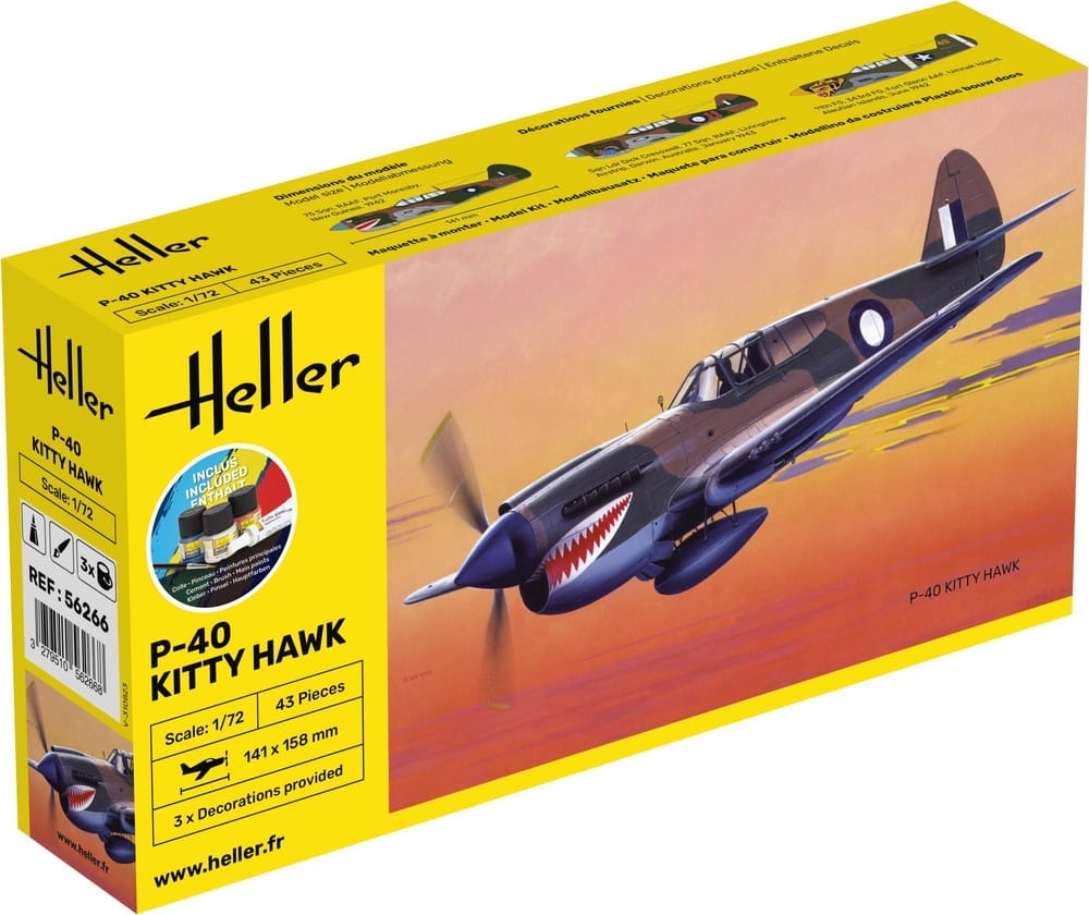 Zdjęcie główne produktu P-40 Kitty Hawk STARTER KIT 1:72 Heller 56266