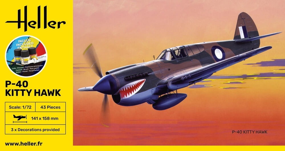 Zdjęcie dodatkowe produktu P-40 Kitty Hawk STARTER KIT 1:72 Heller 56266