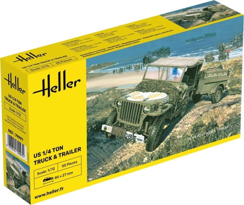 US 1/4 Ton Truck and Trailer 1:72 Heller 79997