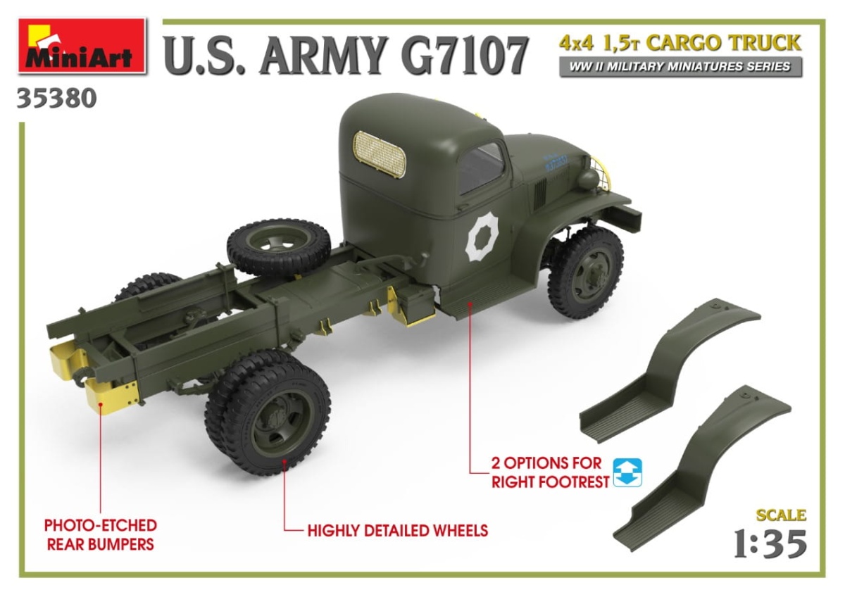 Zdjęcie dodatkowe produktu US Army G7107 4x4 1,5t Cargo Truck 1:35 MiniArt 35380