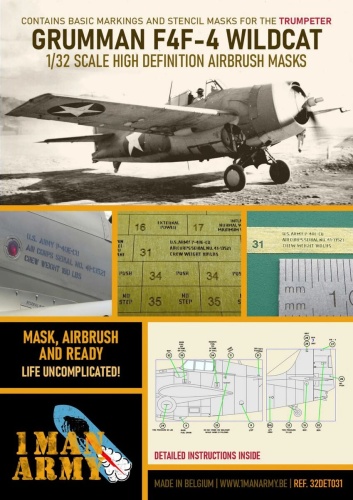 Maski Grumman F4F-4 Wildcat 1:32 1 Man Army 32DET031