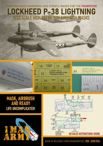 Maski Lockheed P-38 Lightning 1:32 1 Man Army 32DET016