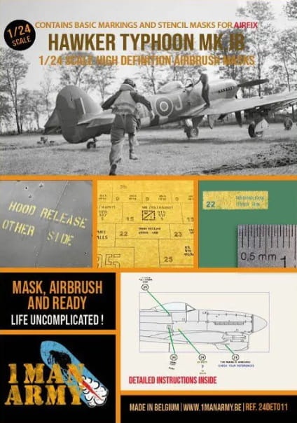 Zdjęcie główne produktu Maski Hawker Typhoon Mk Ib (Airfix) 1:24 1 Man Army 24DET011