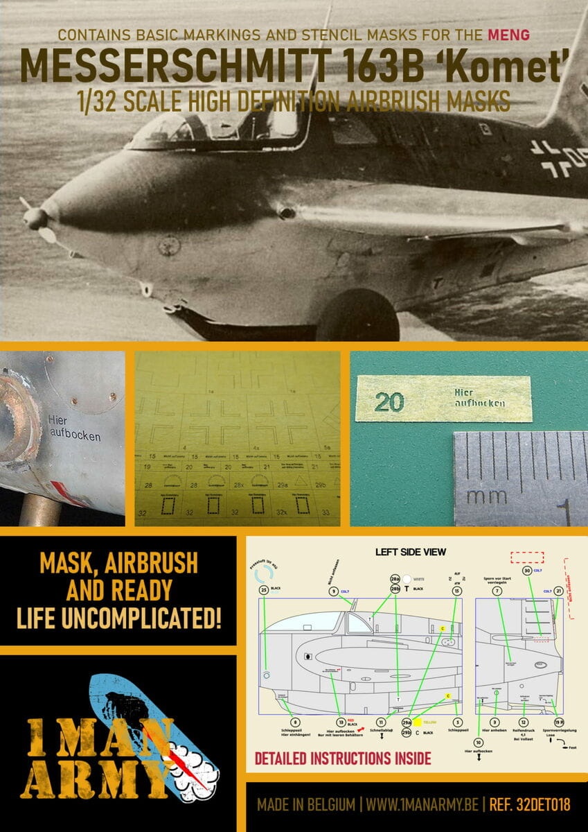 Zdjęcie główne produktu Maski Messerschmitt 163B Komet 1:32 1 Man Army 32DET018