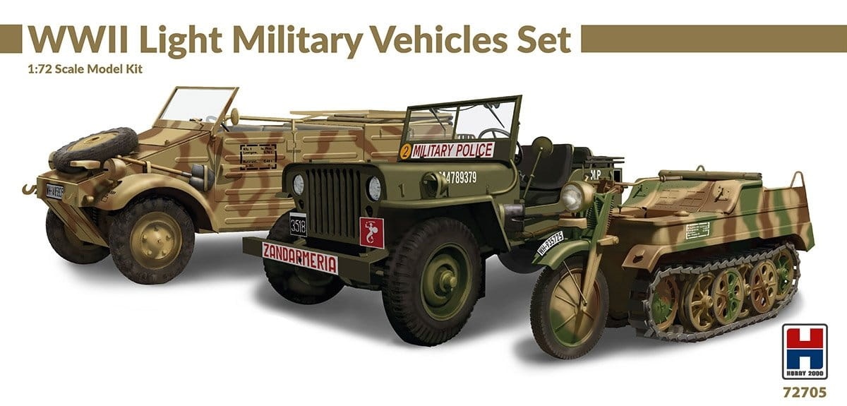 Zdjęcie główne produktu WWII Light Military Vehicles Set 1:72 Hobby 2000 72705